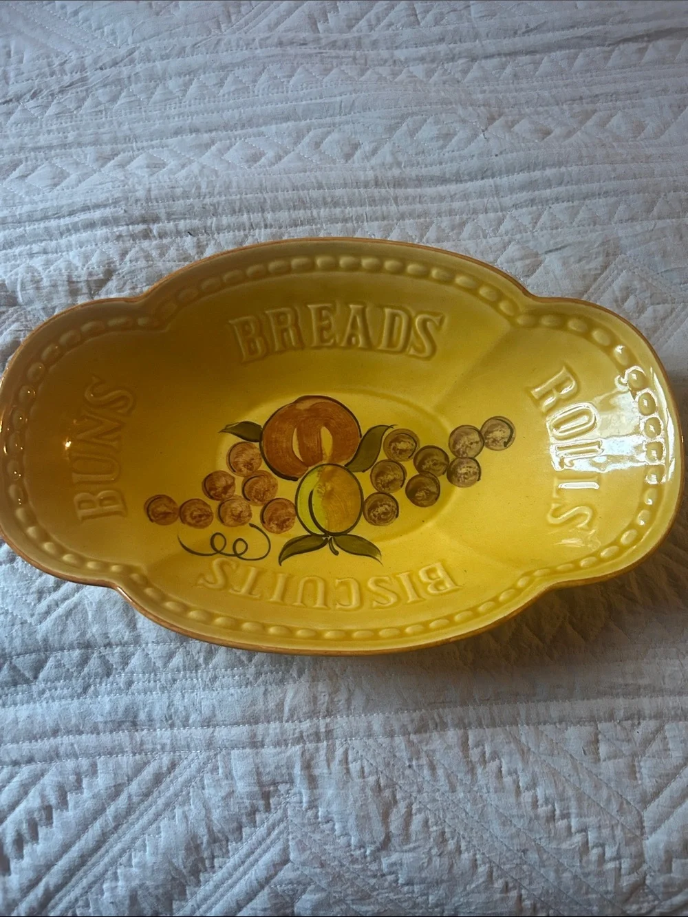 Vintage 60's Los Angeles Yellow Glazed Ceramic Bread Bowl Made In USA